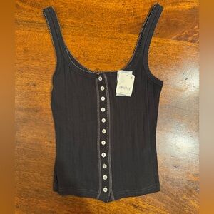 Free People Intimately Black Button Tank - Small